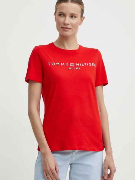 Koszulka bawełniana Tommy Hilfiger czerwona