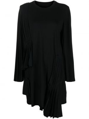 Plisuotas asimetriškas medvilninis suknele kokteiline Mm6 Maison Margiela juoda