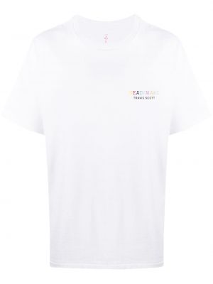 T-shirt con stampa con scollo tondo Readymade bianco