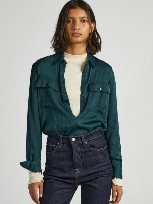 Зеленая джинсовая рубашка Pepe Jeans