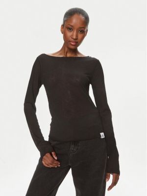 Прозрачна блуза Calvin Klein Jeans черно