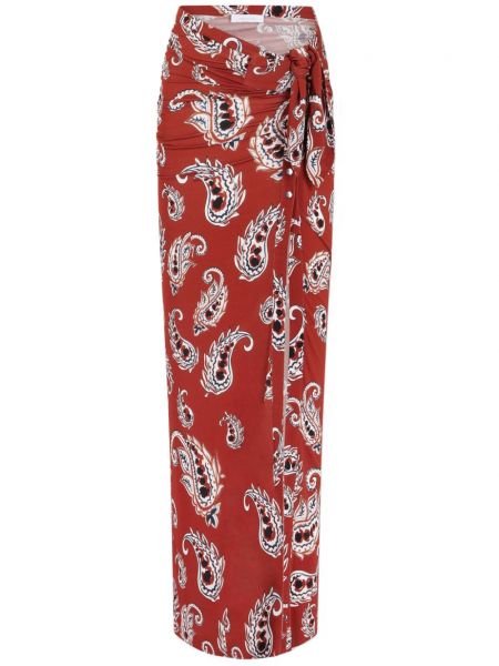 Suknja s prorezom s paisley uzorkom Rabanne crvena