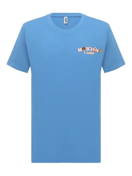 Хлопковая футболка Moschino голубая