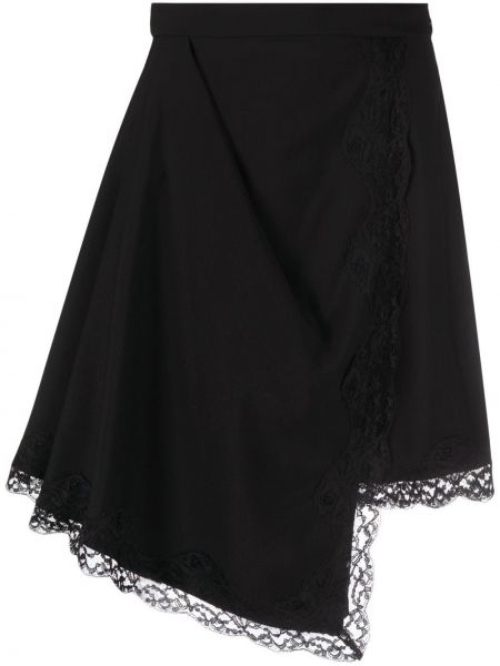 Krajkové asymetrické sukně Alexander Mcqueen černé