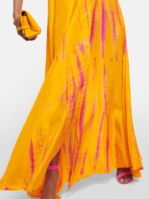 Hedvábné dlouhé šaty Anna Kosturova oranžové
