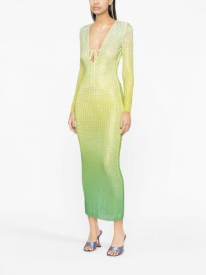 Kristallidega võrguga kleit Self-portrait roheline