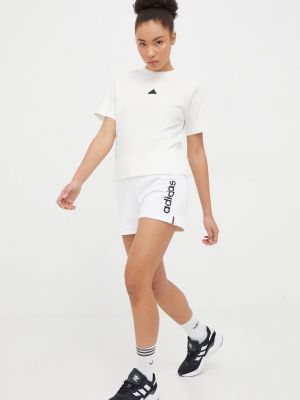 Pamučne kratke hlače visoki struk Adidas bijela