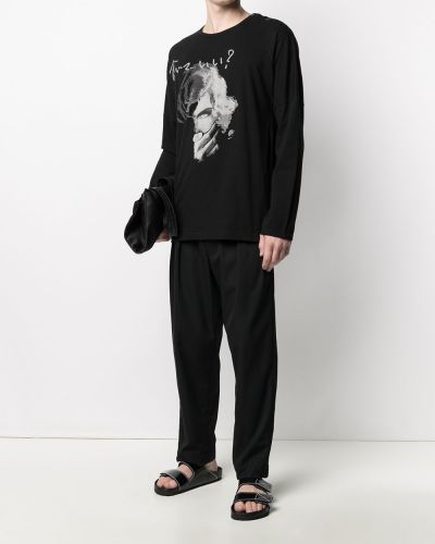 Camiseta con estampado Yohji Yamamoto negro