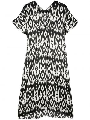 Jedwabna sukienka midi z nadrukiem w abstrakcyjne wzory Simonetta Ravizza