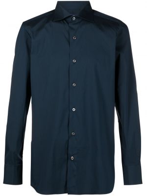 Camisa slim fit manga larga Finamore 1925 Napoli azul