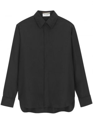 Βαμβακερό μεταξωτό πουκάμισο Saint Laurent μαύρο