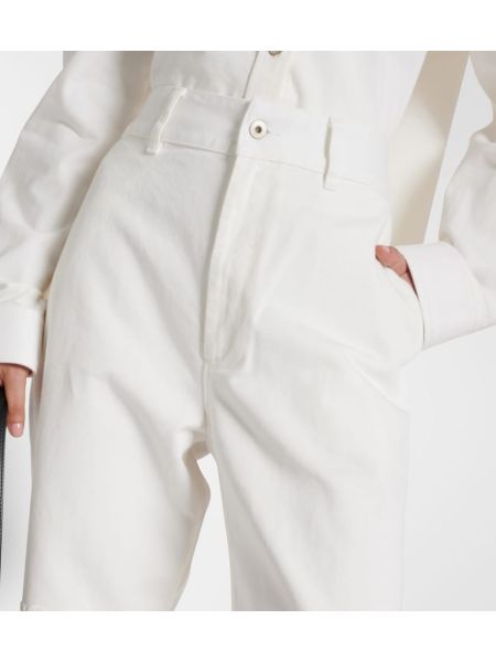 Relaxed fit iš natūralios odos džinsai Loewe balta