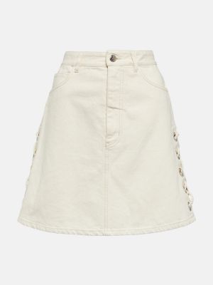 Mini falda de lino de algodón Chloé blanco