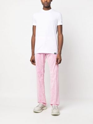 Pantalon droit à imprimé tie dye Dsquared2 rose