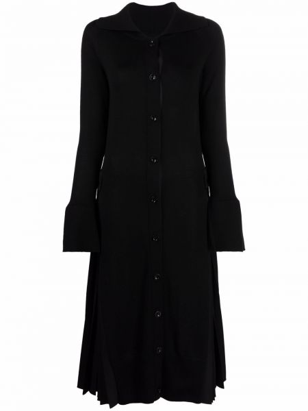 Vestido manga larga plisado Sacai negro