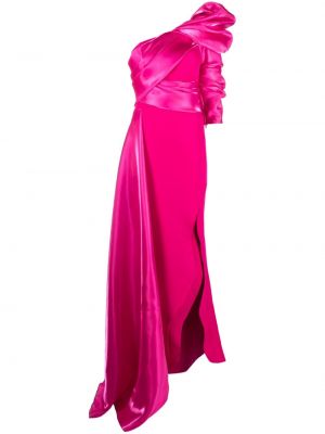 Drapované asymetrické večerní šaty Gaby Charbachy růžové