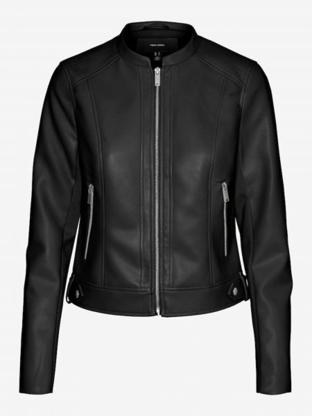 Mākslīgas ādas ādas jaka Vero Moda melns