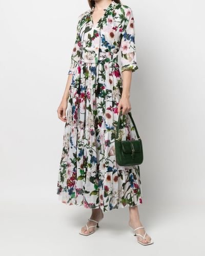Sukienka długa w kwiatki z nadrukiem Samantha Sung biała