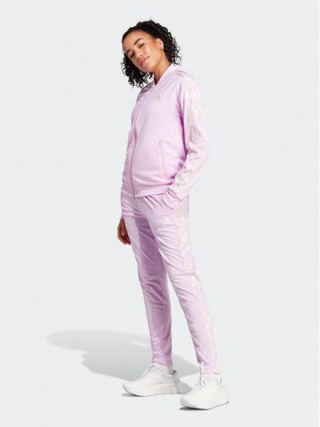 Csíkos slim fit melegítő szett Adidas rózsaszín