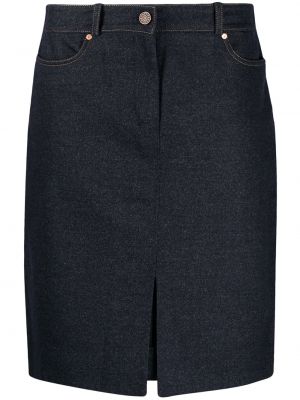 Vlněné sukně s knoflíky s vysokým pasem na zip Céline Pre-owned - černá