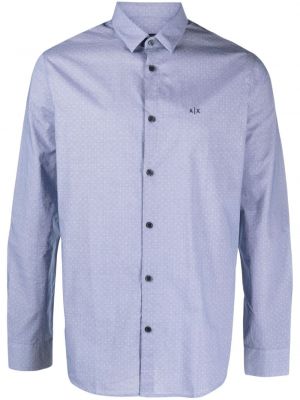 Памучна риза на точки Armani Exchange синьо
