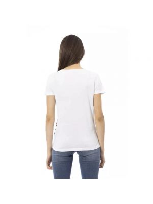Camiseta de algodón Trussardi blanco