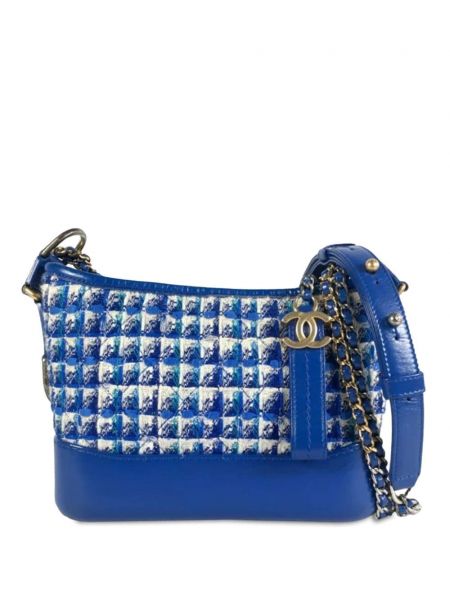 Tvídová crossbody kabelka Chanel Pre-owned modrá