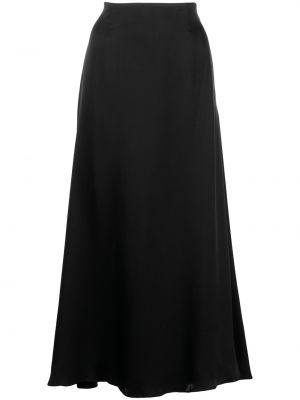 Hedvábné midi sukně s vysokým pasem Anine Bing - černá