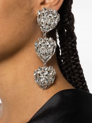 Auskarai su kristalais su širdelėmis Alessandra Rich sidabrinė