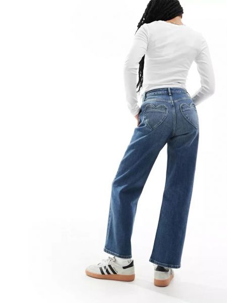 Прямые джинсы с карманами с сердечками Miss Selfridge Petite синие