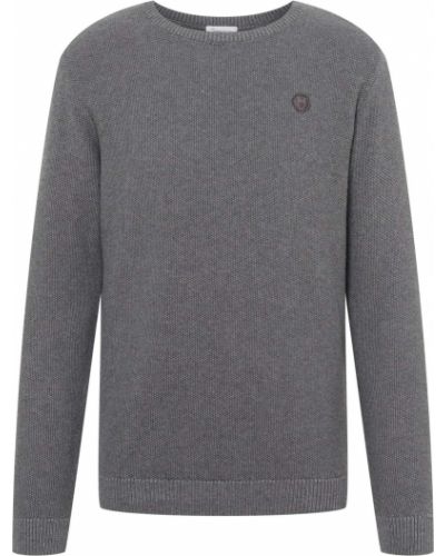 Меланжов пуловер Knowledgecotton Apparel сиво