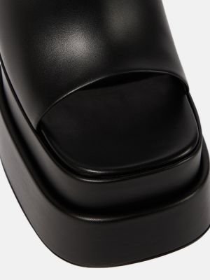 Kožne sandale s platformom Versace crna