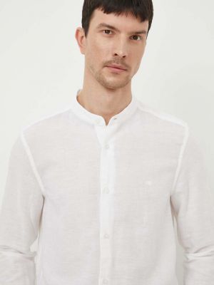 Állógalléros lenvászon ing Calvin Klein fehér