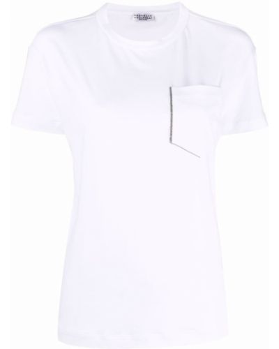 Camiseta con cuentas Brunello Cucinelli blanco