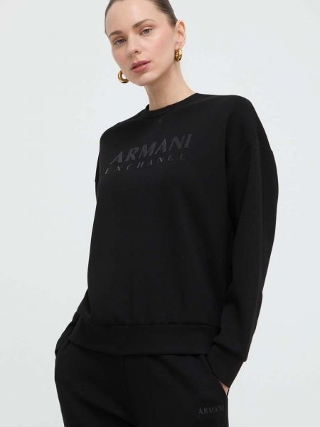 Bluza z nadrukiem Armani Exchange czarna