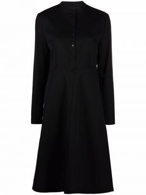 Volnena srajčna obleka z gumbi Jil Sander črna