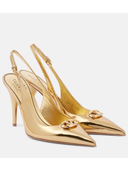 Slingback læder pumps Valentino Garavani guld