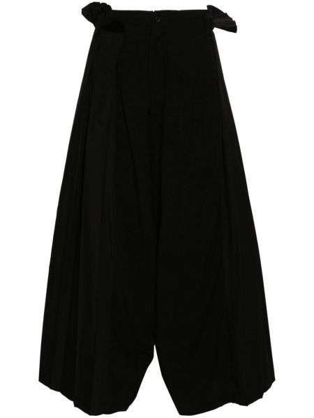 Pliszírozott laza szabású nadrág Yohji Yamamoto fekete