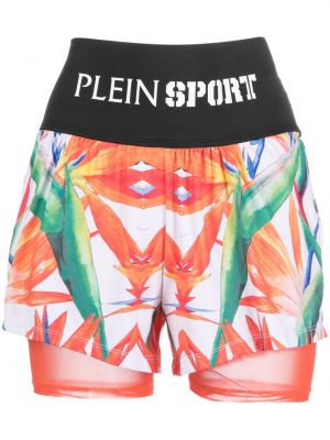 Bombažne športne kratke hlače s cvetličnim vzorcem s potiskom Plein Sport