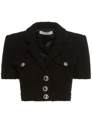 Vlněné sako s krátkými rukávy Alessandra Rich černé