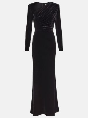 Asymetrické sametové dlouhé šaty Roland Mouret černé