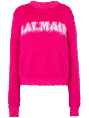 Sweter żakardowy Balmain różowy