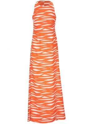 Hodvábne šaty s potlačou so vzorom zebry Kiton oranžová