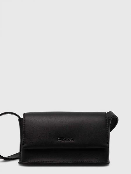 Bőr crossbody táska Calvin Klein fekete