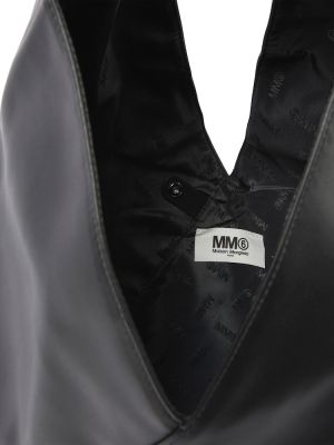 Kožená nákupná taška z ekologickej kože Mm6 Maison Margiela čierna