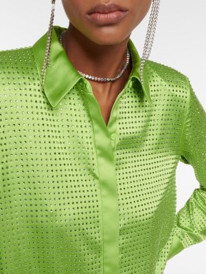 Satin hemd Self-portrait grün