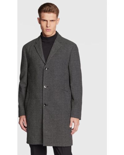 Gyapjú téli kabát Calvin Klein fekete