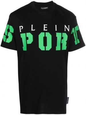 Tricou sport din bumbac cu imagine Plein Sport negru