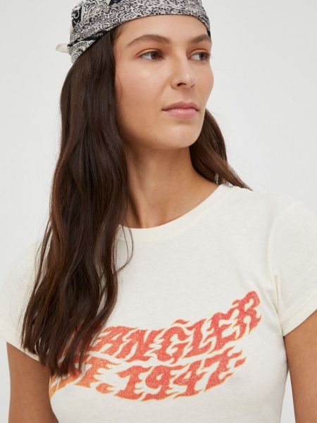 Koszulka bawełniana Wrangler beżowa
