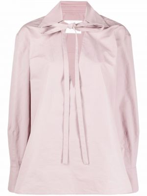 Chemisier en coton à col v Jil Sander rose